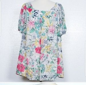 NWOT PLUS Dress Barn  Roz & Ali Floral Blouse